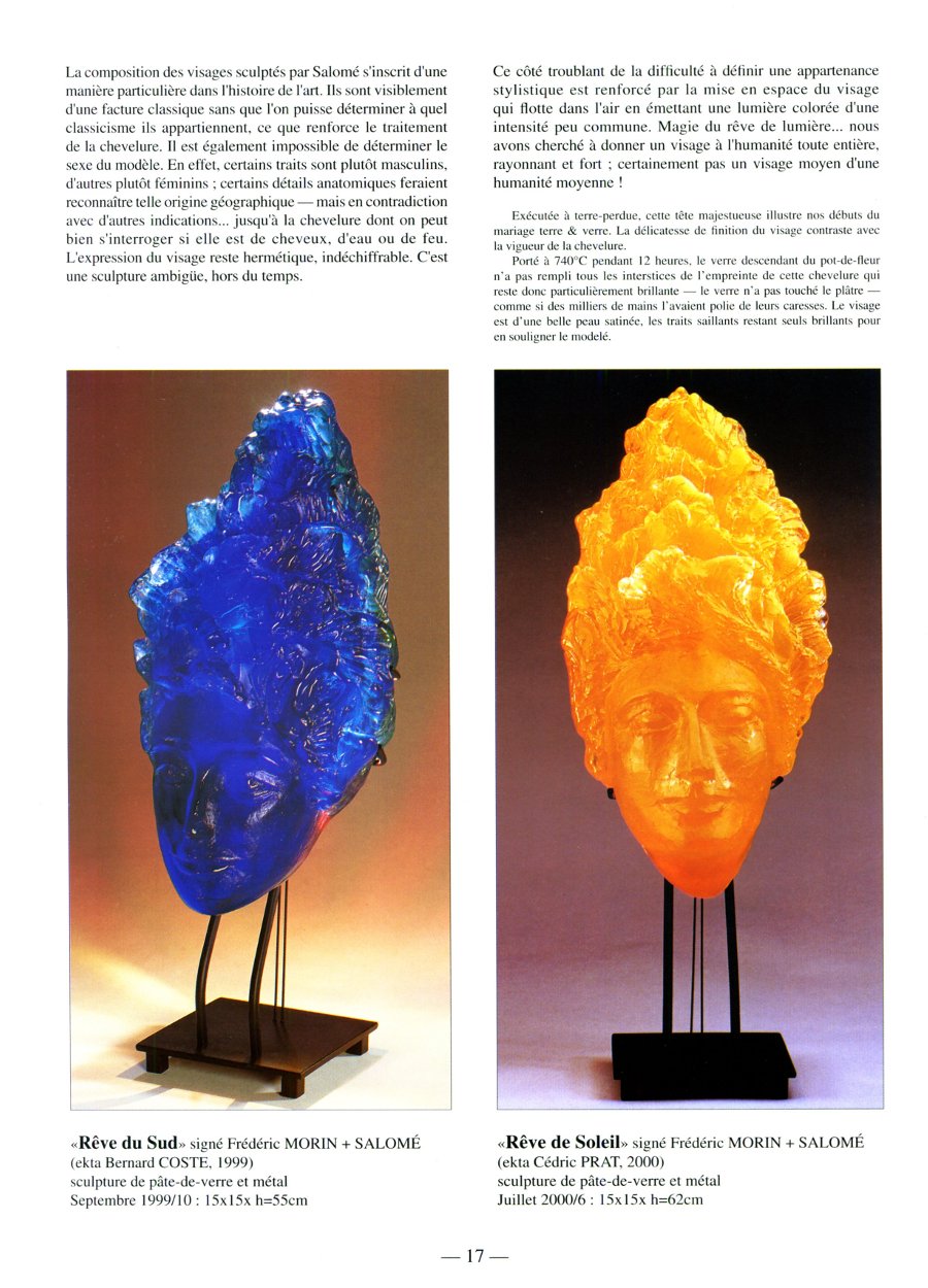 sculptures pate de verre salome TETES REVE DE SOLEIL
