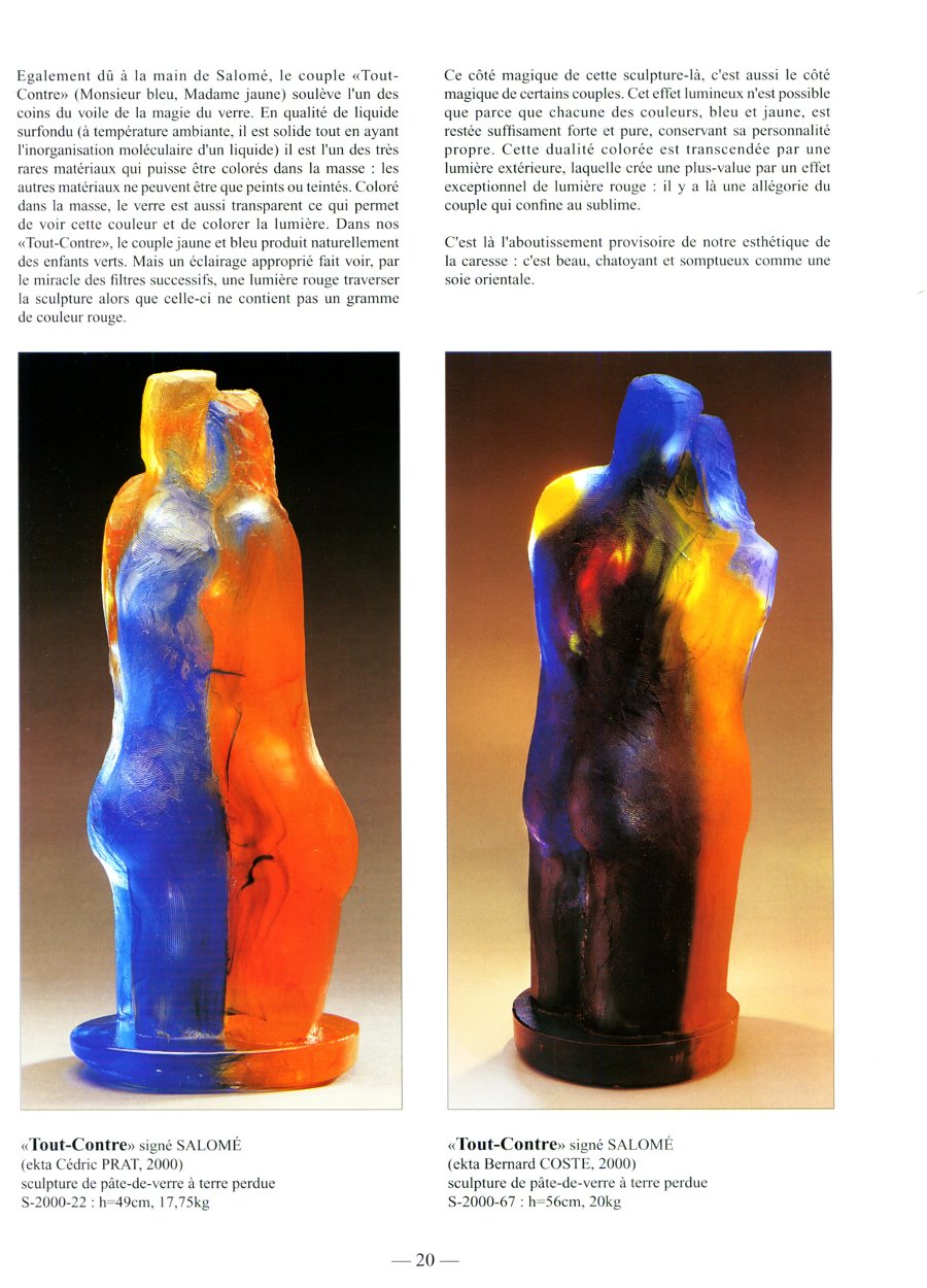 sculptures pate de verre salome COUPLE TOUT CONTRE 